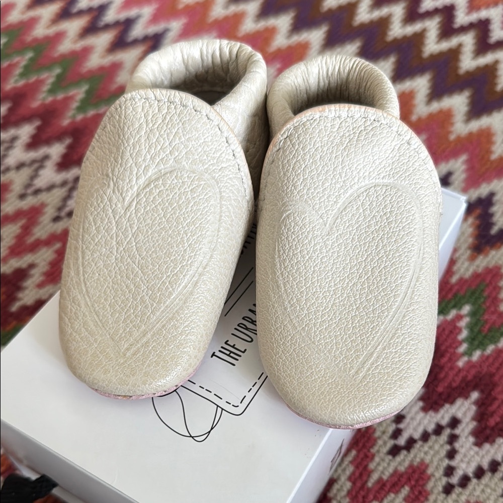 Cream Moccasin Style Shoes with Textured Finish